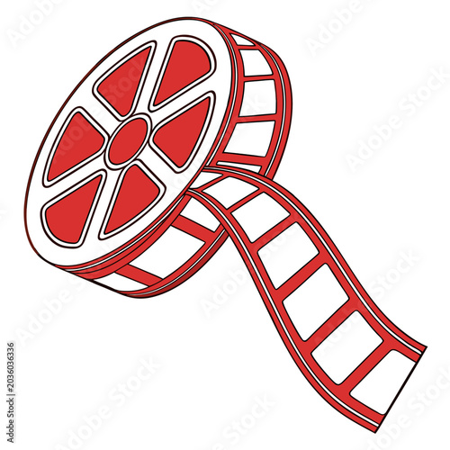 Φωτογραφία Minimalist film reel icon with red frame details.