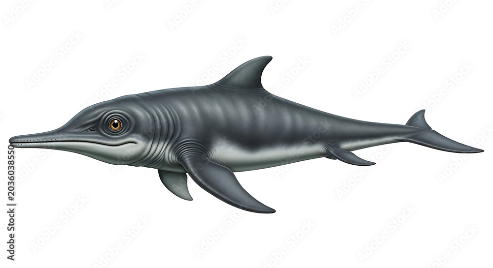 Fototapeta premium Ichthyosaur marine reptile illustration of a prehistoric ocean creature