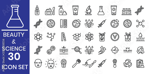 Beauty and science icon set