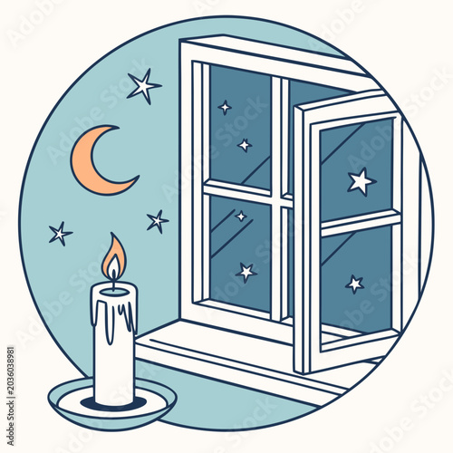 Fotografia Decorative graphic featuring candle and window.