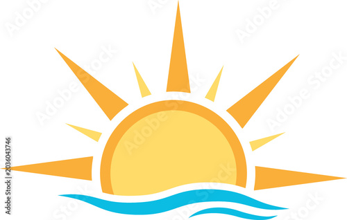 A half sun is setting downwards icon sunset concept for graphic design, logo, website, social media, mobile app, UI illustration