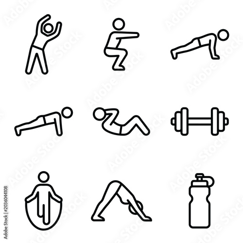 Fitness icons for exercise and workout.