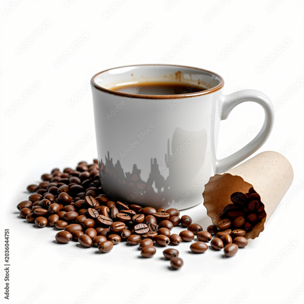 Fototapeta premium Isolated Coffee Element Set on Pure White Background