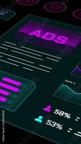 Full screen portrait digital interface for managing multiple advertising campaigns and complex marketing operations data.