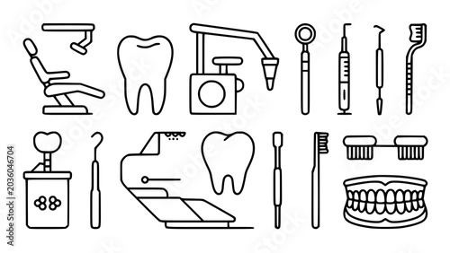 Fotografía Dental care and hygiene icons
