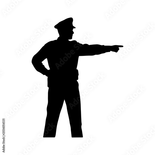Photos Silhouette of a police officer directing traffic with his hand.