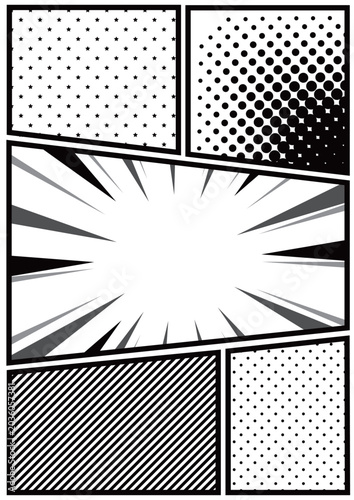 漫画のコマ割り風の背景