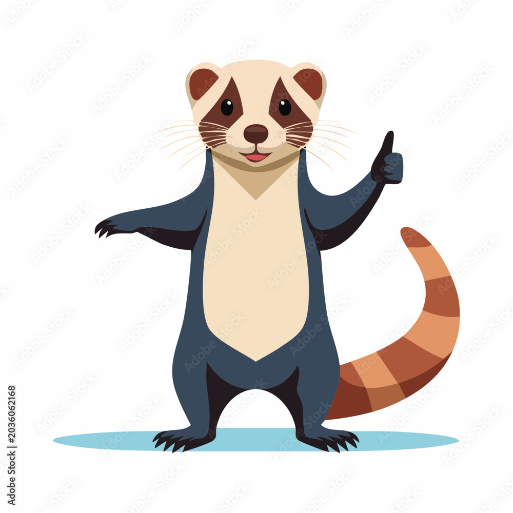 Obraz premium Cartoon Ferret Giving Thumbs Up