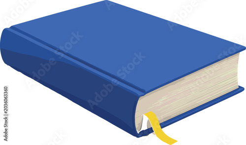 Quadro su tela Simple Blue Hardcover Book Illustration with Yellow Bookmark Ribbon for Educatio