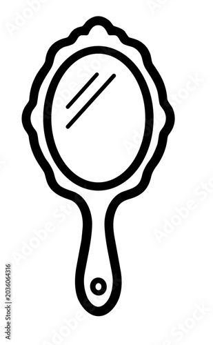 antique handheld vanity mirror drawing