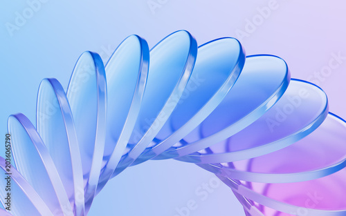 Glass gradient geometry background, 3d rendering.