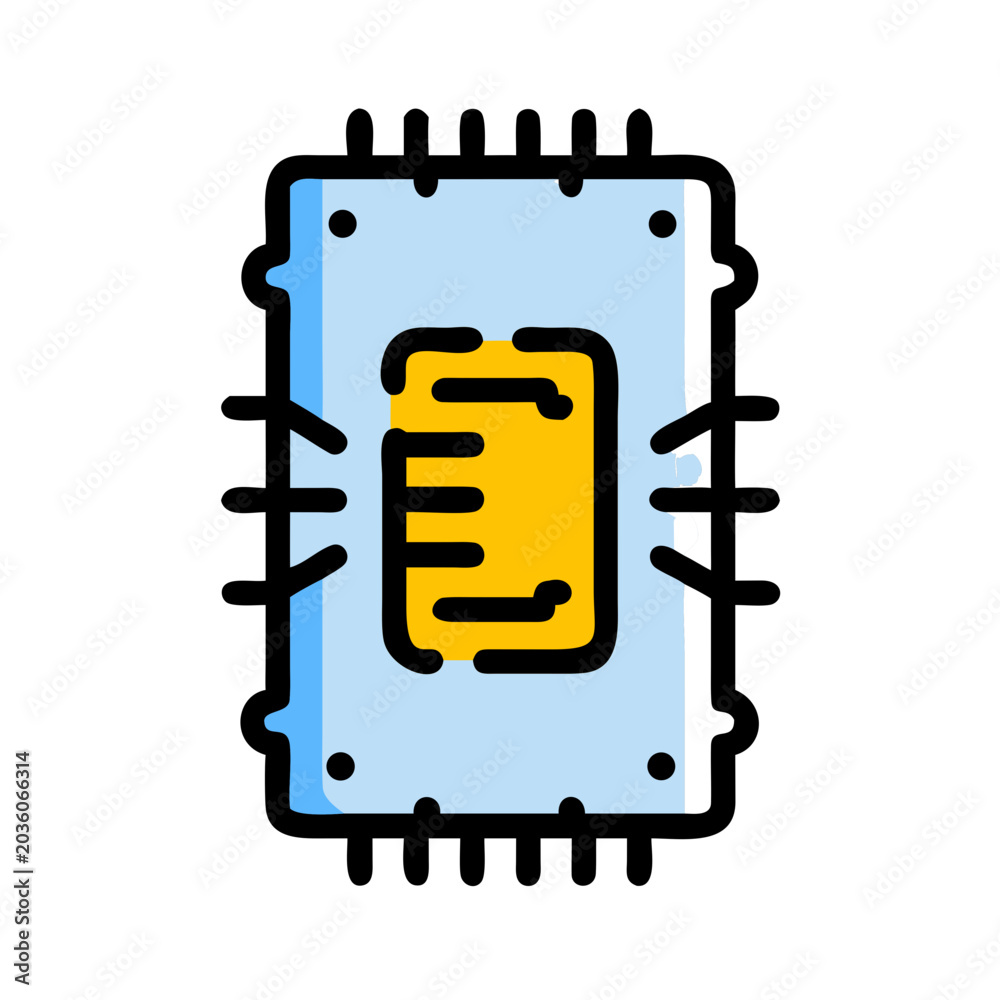 Fototapeta premium Yellow wifi signal icon on gray electronic chip