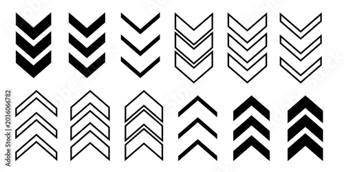 vector Arrow chevron icon set clip art isolated on transparent background