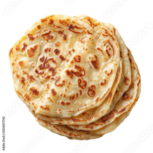 Fried Indian Paratha Flatbread Roti isolated on transparent background. PNG. Generated AI