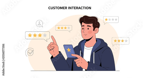 Customer Gives Feedback and Star Rating on Mobile App