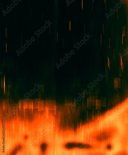 Vertical Glitch Light Leak Texture with Orange Glow on Dark Background
