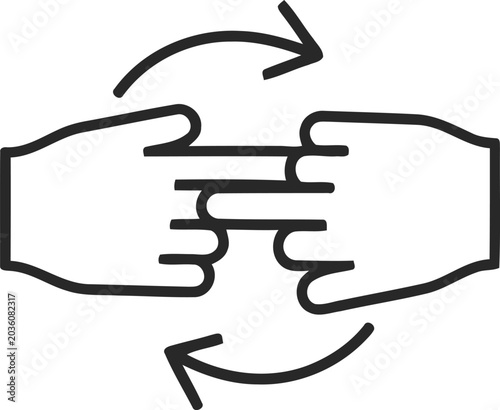 Minimalist stylized bird with curved arrows icon