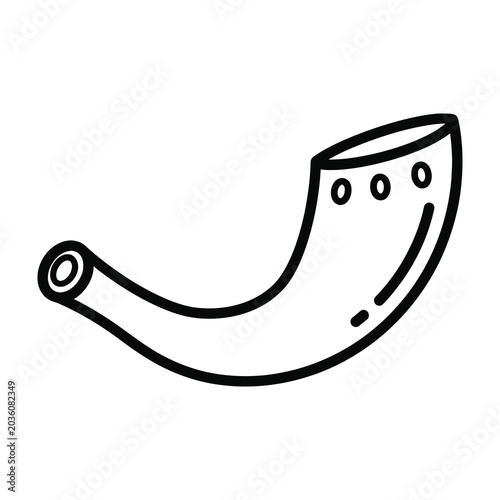 Bild auf Leinwand Black and white drawing of a shofar horn