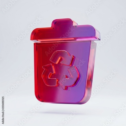 Recycle Bin Trash Can Glass Icon on White