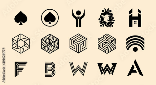 Collection of Modern Abstract Geometric Logos and Icons