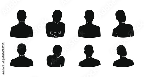  Set of vector avatar profile icon in silhouettes.