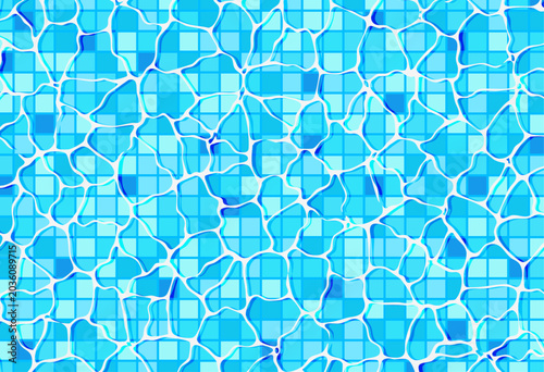 水面とカラフルなプールタイルのイラスト背景