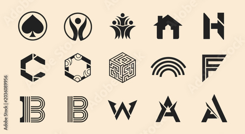Collection of Modern Business Logos and Icons - Vector Graphics