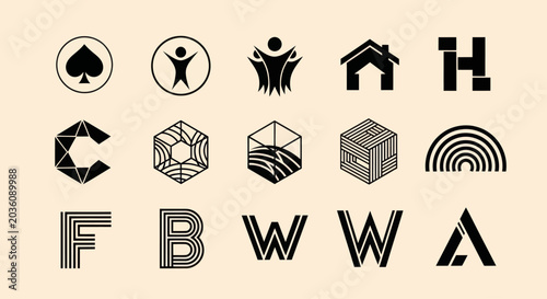 Collection of Modern Geometric Abstract Logos and Icons