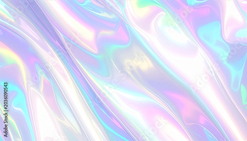 Holographic and metallic liquid background glowing in pastel colors, aurora texture