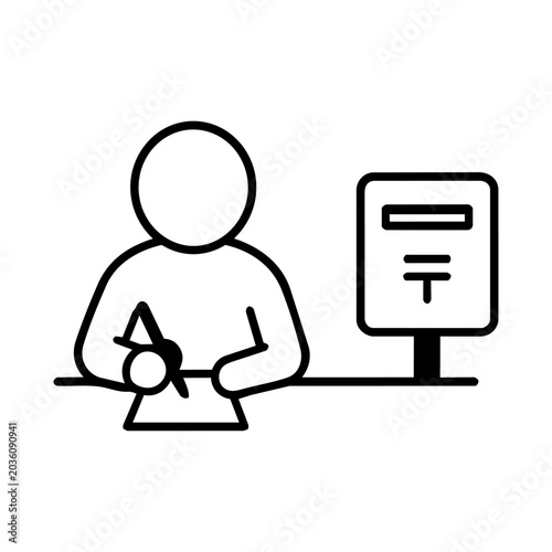 郵便ポストへ手紙を投函する人物をシンプルな線画で表現したモノクロアイコン素材です。
郵送、配送、メッセージ送信、書類提出などのテーマに適したミニマルデザインです。