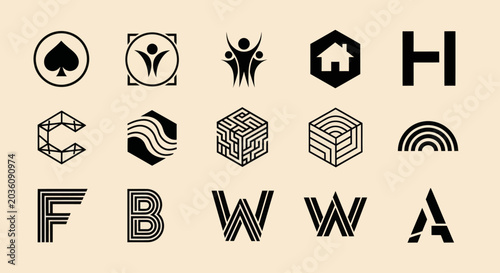 Modern Logo Designs Collection: Icons, Letters, and Abstract Shapes
