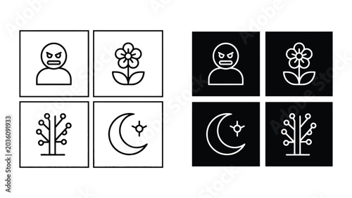Slika na platnu Contrasting emotive symbols with different backgrounds and styles