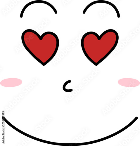 Tableau sur toile Hand drawn cute heart eyes love face emotion expression clipart illustration