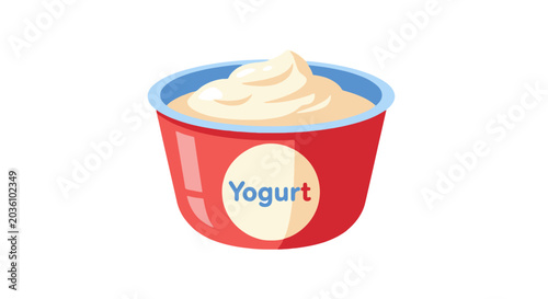 Creamy white dessert in red and blue cups