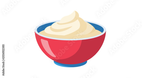 Close up of swirled creamy yogurt in bowls