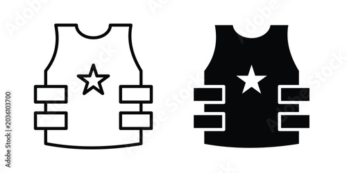 Tableau sur toile Bulletproof vest icon. Linear icon collection. flat black icons