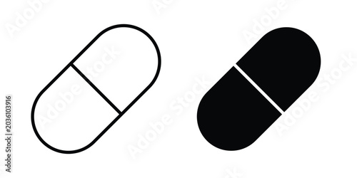 Obraz na płótnie Capsule icon. Linear icon collection. flat black icons