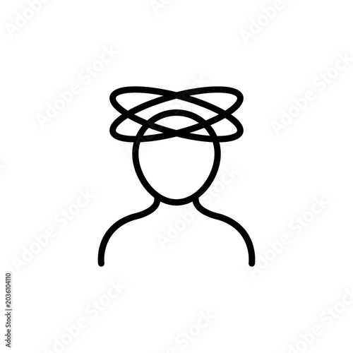 Icon showing stars or swirls around a head to represent dizziness.