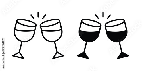 Foto Clinking glasses icon. Linear icon collection. flat black icons
