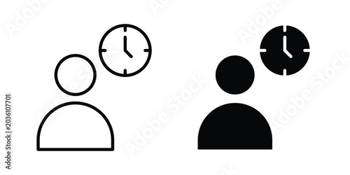 Schilderij op canvas Office hours icon. Linear icon collection. flat black icons