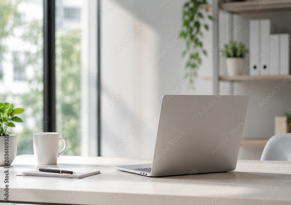 Fototapeta premium laptop and coffee