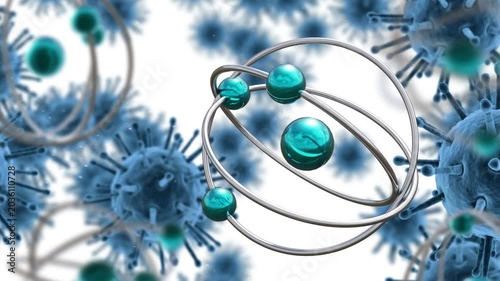 On entering silver orbital rings rotating and drifting among blue spiky spheres, showing depth