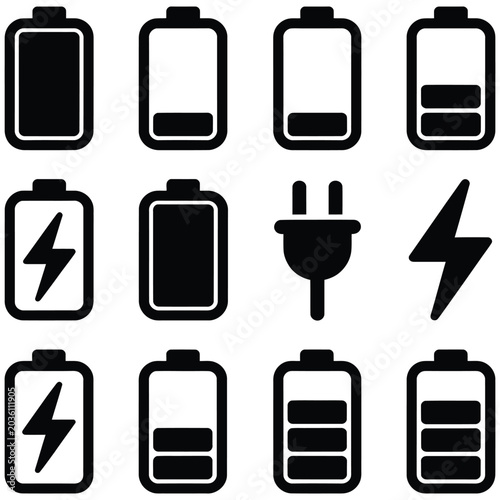 Battery icons set vector illustration for mobile phone and technology design