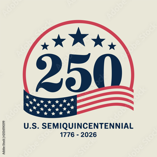 U S Semiquincentennial 250th Anniversary Badge with Stars and Stripes