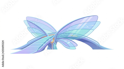 Bilde på lerret Abstract blue butterfly wings with translucent layers.