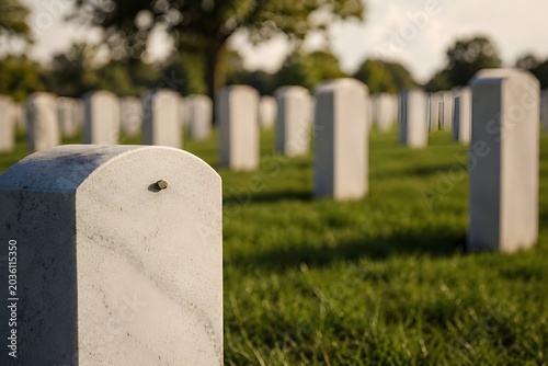 Cemetery in the quiet evening sunlight