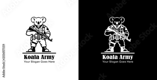 Photography The logo design is a koala soldier holding an AKM weapon