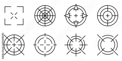 Canvas Print Target aim crosshair icons, focus and reticle symbol set