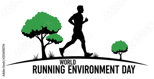 Silhouette of a runner with trees promoting world running environment day