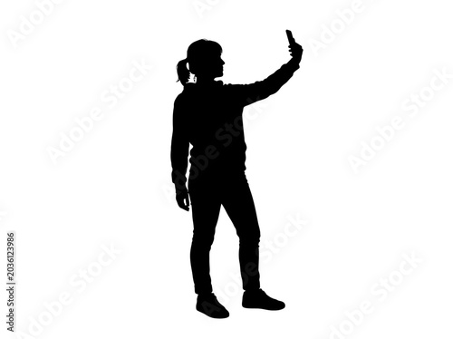 Woman taking a selfie photo.